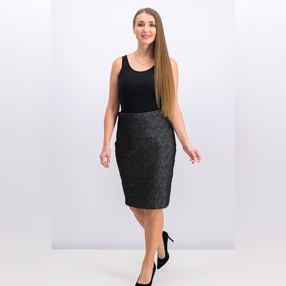 STYLEWE Above the Knee Tweed Skirt Women Size 2XL Charcoal Gray